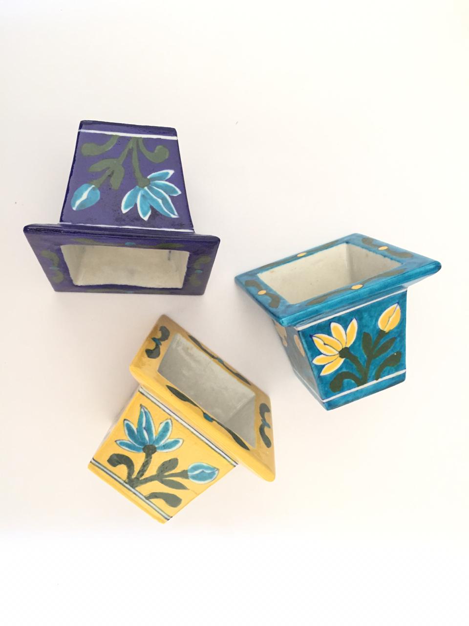 Blue Pottery Planters- Set of 2